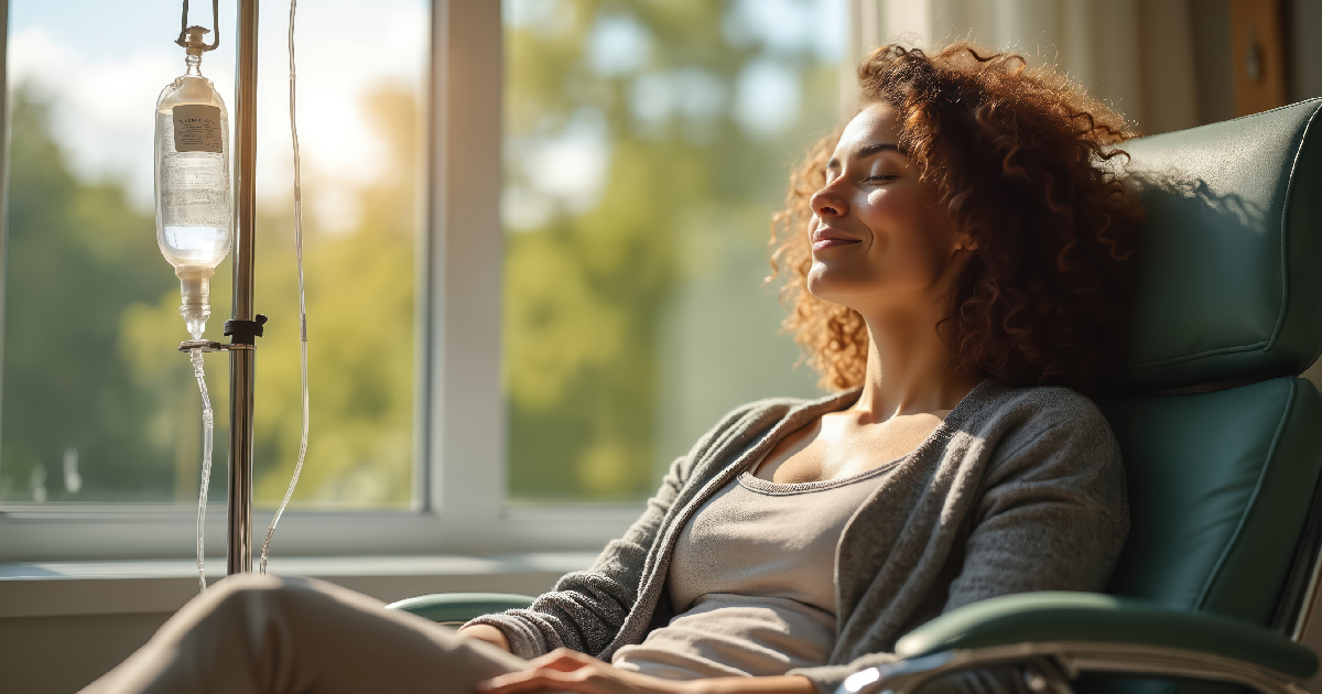 Female patient receiving IV drip therapy for wellness and hydration Torrance, CA | Hydription