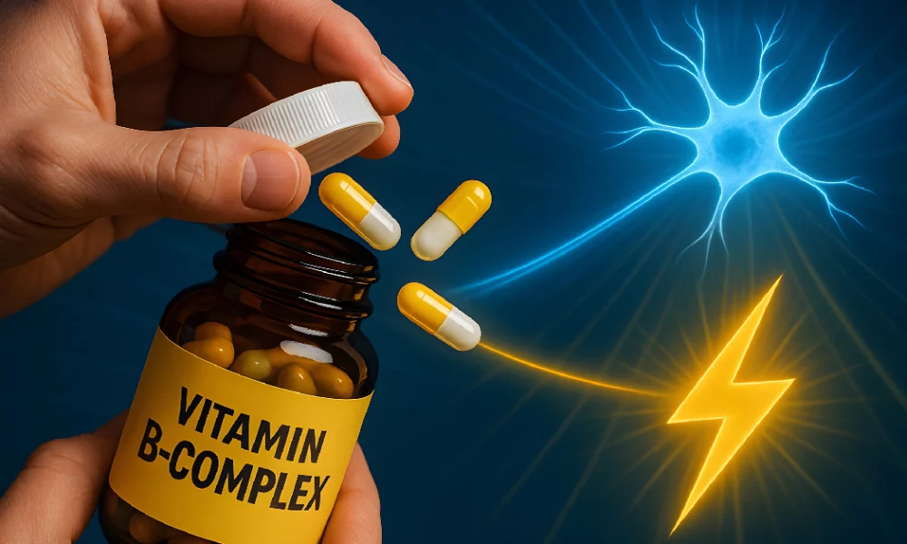 Man taking Vitamin B Complex tablets in Torrance, CA